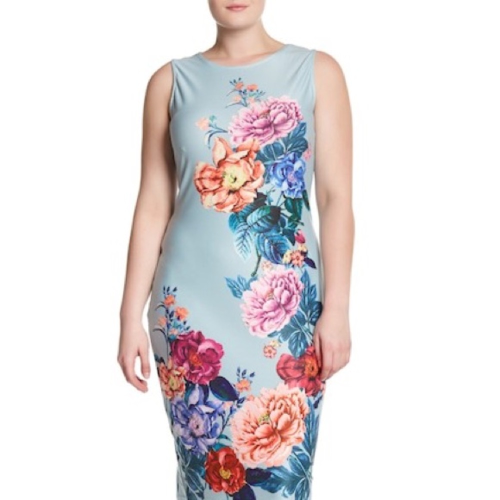 NORDSTROM-PLANET GOLD FLORAL MIDI DRESS